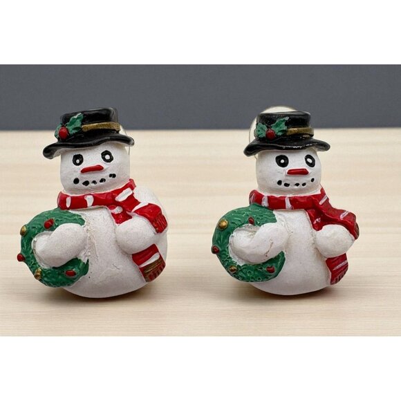 Snowman Holiday Earrings Festive Wreath & Scarf Accents Christmas Whimsical - Picture 1 of 6